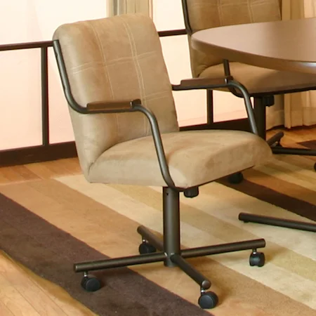 Rolling Pedestal Microsuede Arm Chair